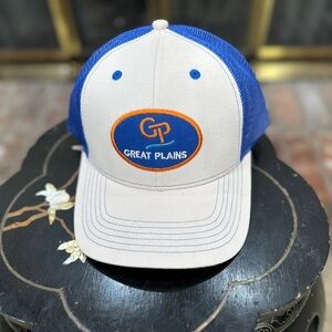 Great Plains GP Kubota Arnett Enid Trucker Hat Blue‎ White Snapback Mesh Cap